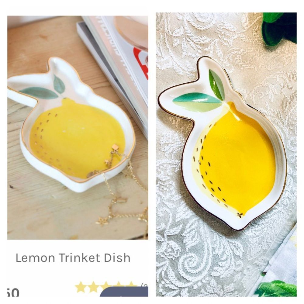 LEMON CERAMIC TRINKET DISH YELLOW NWT - Picture 2 of 8